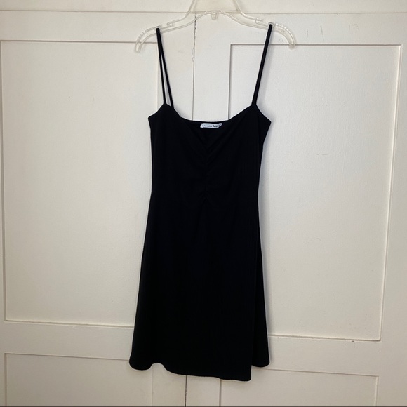 Reformation Ribbed Ruching Tank Black Mini Dress Small - Picture 3 of 7